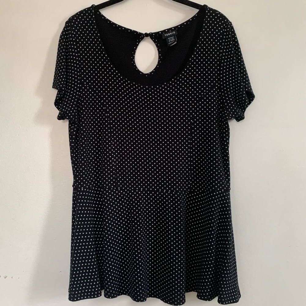 Torrid Black and White Polka Dot Peplum - Size 1X